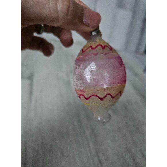 Antique pink swiggle glass ornament Xmas tree - Picture 2 of 12